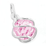 Anhänger, Zirkonia pink umwickelt Silber 925