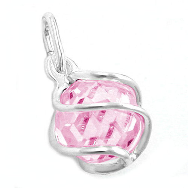 Anhänger, Zirkonia pink umwickelt Silber 925