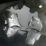 Stecker 9mm Ginkgoblatt glänzend Silber 925