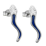 Stecker, Schlange, blau-si, 925