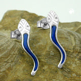 Stecker, Schlange, blau-si, 925