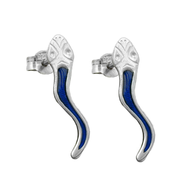 Stecker, Schlange, blau-si, 925