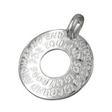Anhänger 25mm Kreis mit Prägung LOVE HAS NO END Silber 925