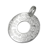Anhänger 25mm Kreis mit Prägung LOVE HAS NO END Silber 925