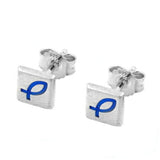 Stecker, matt, Fisch-Symbol blau, 925
