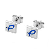 Stecker, matt, Fisch-Symbol blau, 925