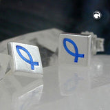 Stecker, matt, Fisch-Symbol blau, 925