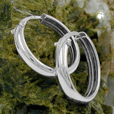 Creole 14mm Drahtcreole mit Steckverschluss glänzend Silber 925