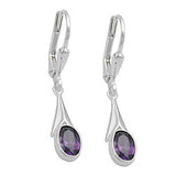 Ohrbrisur Ohrhänger Ohrringe 30x5mm Zirkonia amethyst glänzend Silber 925
