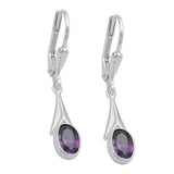 Ohrbrisur Ohrhänger Ohrringe 30x5mm Zirkonia amethyst glänzend Silber 925