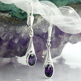 Ohrbrisur Ohrhänger Ohrringe 30x5mm Zirkonia amethyst glänzend Silber 925