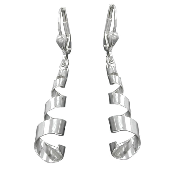 Ohrbrisur Ohrhänger Ohrringe 43x8mm Spirale glänzend Silber 925