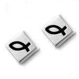 Stecker, Fisch-Symbol, schwarz, 925