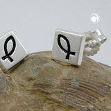 Stecker, Fisch-Symbol, schwarz, 925