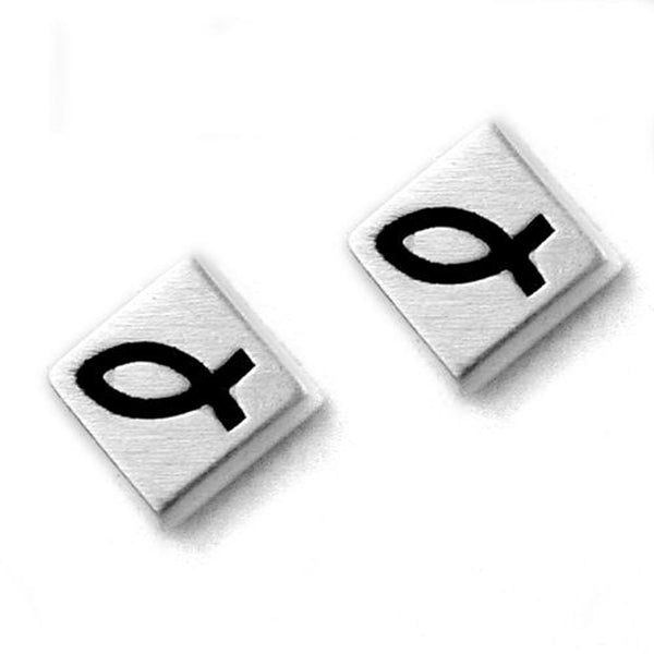 Stecker, Fisch-Symbol, schwarz, 925
