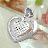 Anhänger, Herz diamantiert, Silber 925