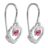 Ohrhaken Ohrringe 15x6mm Herz Glasstein pink Silber 925