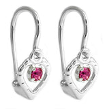 Ohrhaken Ohrringe 15x6mm Herz Glasstein pink Silber 925