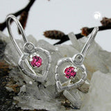 Ohrhaken Ohrringe 15x6mm Herz Glasstein pink Silber 925
