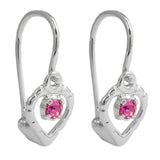 Ohrhaken Ohrringe 15x6mm Herz Glasstein pink Silber 925