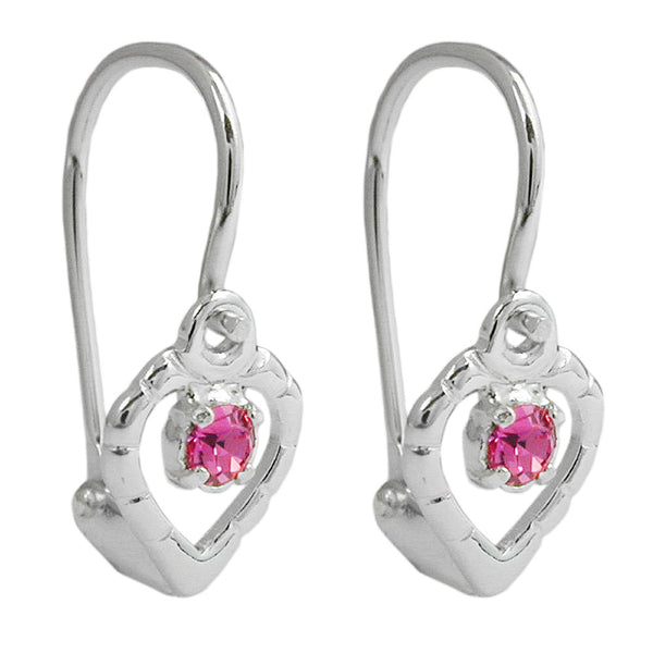 Ohrhaken Ohrringe 15x6mm Herz Glasstein pink Silber 925