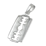 Anhänger 25x11mm Rasierklinge glänzend rhodiniert Silber 925