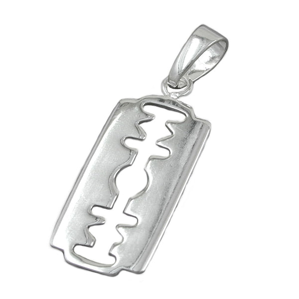 Anhänger 25x11mm Rasierklinge glänzend rhodiniert Silber 925