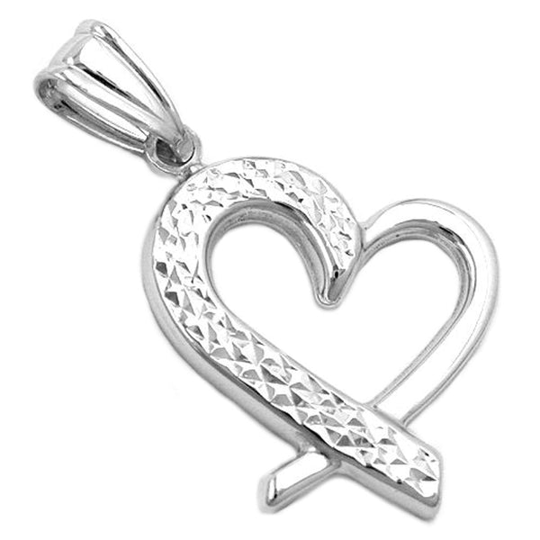 Anhänger, Herz rhodiniert, Silber 925
