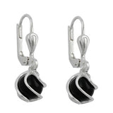 Ohrbrisur Ohrhänger Ohrringe 23x7mm Perle Onyx umwickelt Silber 925