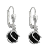 Ohrbrisur Ohrhänger Ohrringe 23x7mm Perle Onyx umwickelt Silber 925