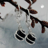 Ohrbrisur Ohrhänger Ohrringe 23x7mm Perle Onyx umwickelt Silber 925