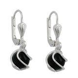 Ohrbrisur Ohrhänger Ohrringe 23x7mm Perle Onyx umwickelt Silber 925