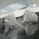 Stecker 9mm Ginkgoblatt matt Silber 925