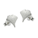 Stecker 9mm Ginkgoblatt matt Silber 925