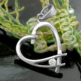 Anhänger, Herz mit Zirkonia, Silber 925