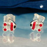 Stecker, Fisch rot-schwarz, Silber 925