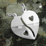Anhänger Doppelanhänger Herz 23x22mm matt-glänzend Silber 925