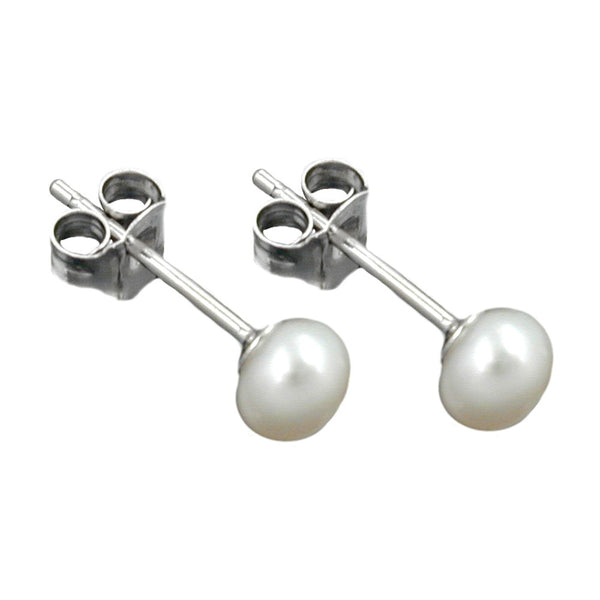 Stecker ca. 5mm Zuchtperle rhodiniert Silber 925
