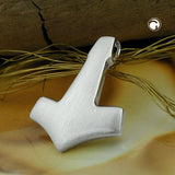 Anhänger 29x24mm Motiv: Thors Hammer matt gebürstet Silber 925