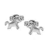 Stecker 8x6mm Kinderohrring Pferd glänzend rhodiniert Silber 925