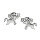 Stecker 8x6mm Kinderohrring Pferd glänzend rhodiniert Silber 925