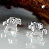 Stecker 8x6mm Kinderohrring Pferd glänzend rhodiniert Silber 925