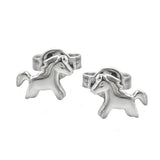 Stecker 8x6mm Kinderohrring Pferd glänzend rhodiniert Silber 925