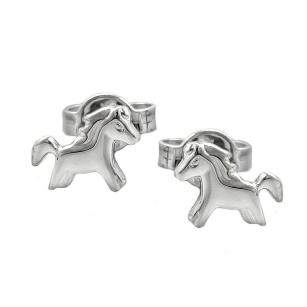 Stecker 8x6mm Kinderohrring Pferd glänzend rhodiniert Silber 925