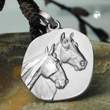 Anhänger, Platte mit Pferd, Silber 925