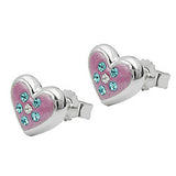 Stecker rosa Herz Zirkonia, Silber 925