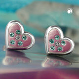 Stecker rosa Herz Zirkonia, Silber 925