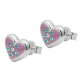 Stecker rosa Herz Zirkonia, Silber 925