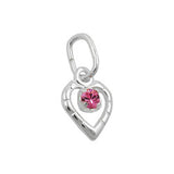 Anhänger 8x6mm Herz mit Glasstein pink Silber 925