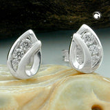 Stecker 8,5x6mm Zirkonia matt-glänzend Silber 925